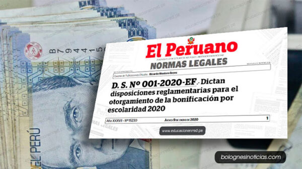 Bono por escolaridad de S/ 400 para funcionarios y servidores públicos