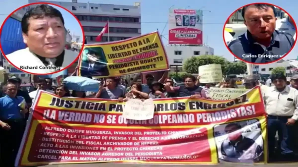 Plantón en Chimbote por periodista agredido