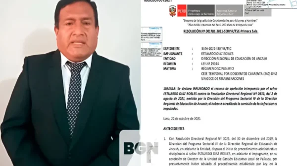 Servir ratifica sanción a Estuardo Díaz Robles por recabar ilegalmente dinero