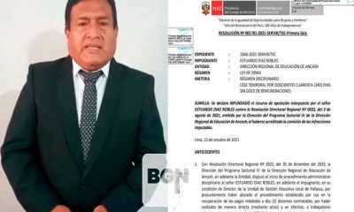 Servir ratifica sanción de DREA a Estuardo Díaz Robles.