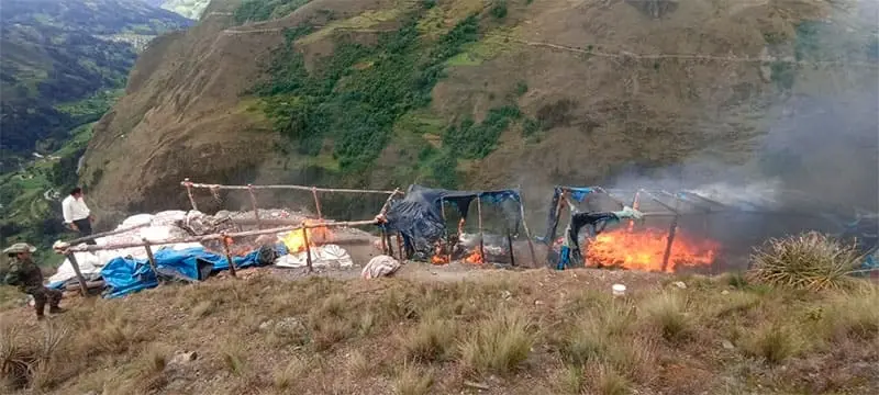 campamento de minería ilegal es destruida en Áncash