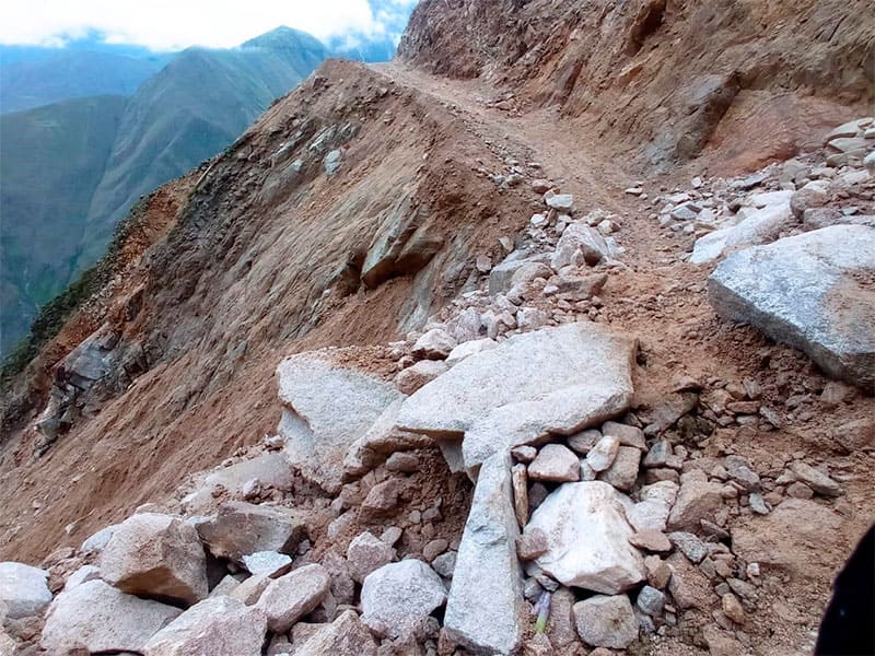 Caserío de Shañuque afectado por deslizamientos.