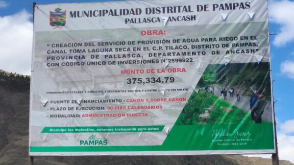 Pallasca: Abraham Juárez abandona obra en Tilaco, Pampas.