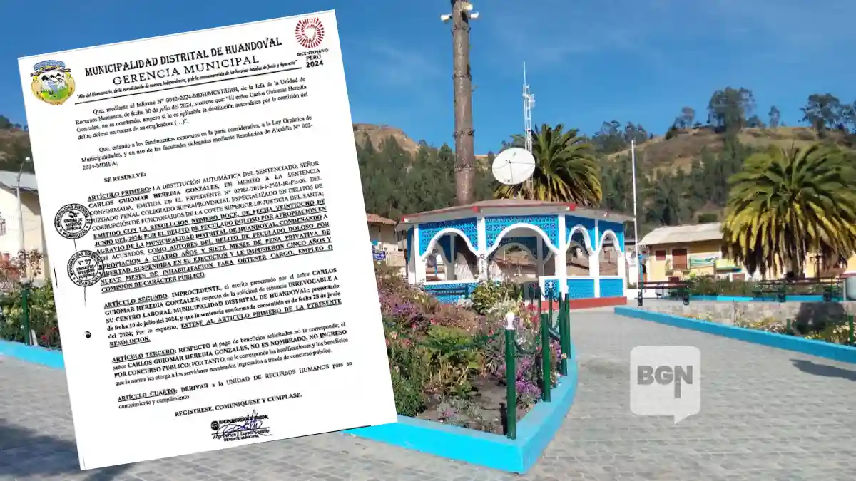 Municipalidad de Huandoval destituye a dos empleados sentenciados por corrupción