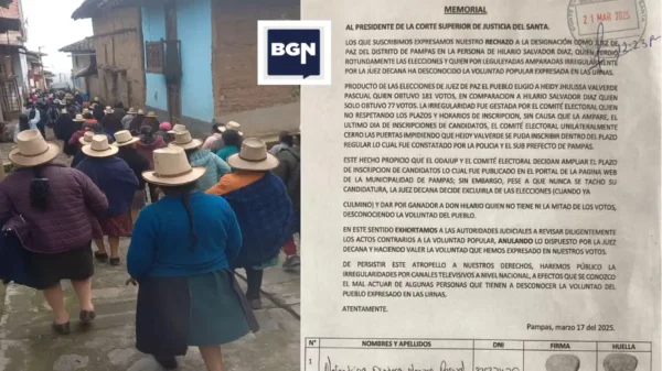 Pallasca: Pobladores de Pampas piden que Pdte. de la Corte del Santa anule designación de Juez de Paz