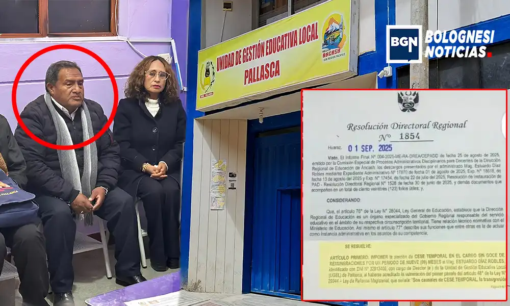 DRE Áncash: cesa por nueve meses a director de UGEL Pallasca por mal uso de camioneta