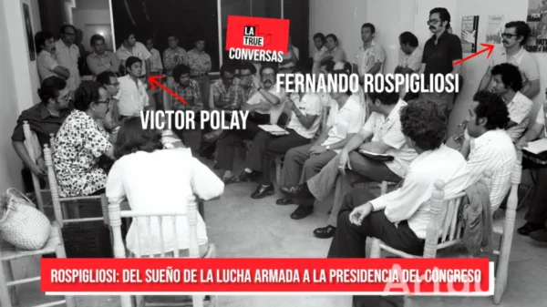 Rospigliosi y Polay en reunión política de izquierda en 1980
