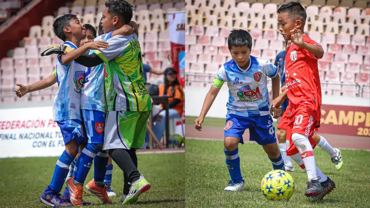 Niños de CM Soccer celebran los goles que les dieron el título del Torneo Nacional Sub 8