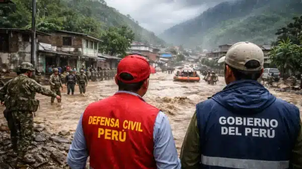 Autoridades supervisan zona afectada tras declaratoria de estado de emergencia por lluvias en el Perú