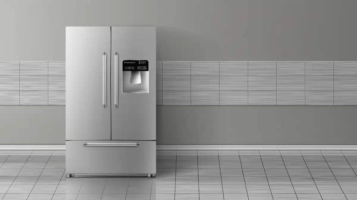 Refrigeradora moderna de acero inoxidable en cocina familiar contemporánea