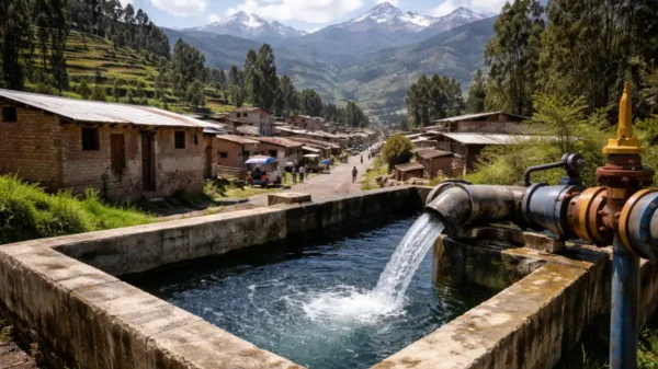 Reservorio de agua en Huanchac, Huaraz, donde autoridades detectaron agua contaminada con metales pesados