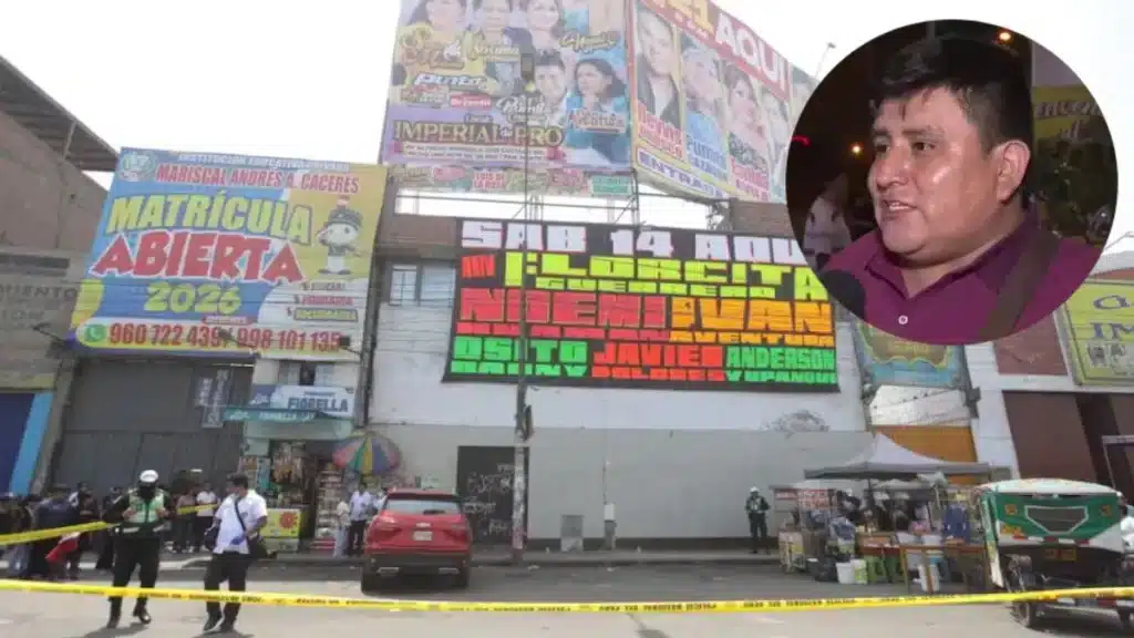 Escena del asesinato de Jhon Leyva frente al local Imperial Pro en San Martín de Porres.