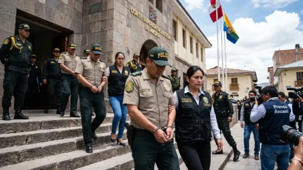 Policías de Cajacay detenidos por fiscalía anticorrupción en Áncash tras cobro de sobornos.