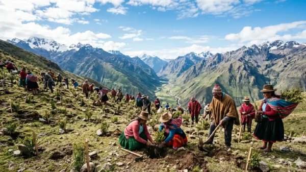 reforestación en valle Fortaleza con siembra de quenuales en cabeceras de cuenca de Áncash