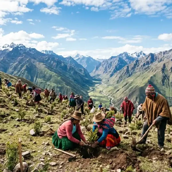 reforestación en valle Fortaleza con siembra de quenuales en cabeceras de cuenca de Áncash