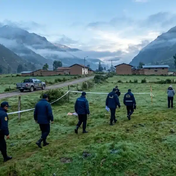 Escena de investigación fiscal en Copa Chico, Carhuaz, tras el hallazgo de tres cuerpos en Áncash.