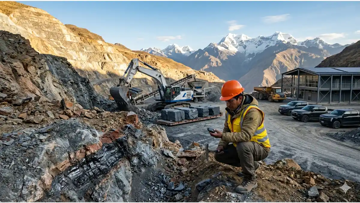 Vista de una mina en la cuenca del Santa donde se halló grafito en Áncash para fabricar baterías de litio.