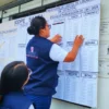 Cartel oficial de los locales de votación ODPE Santa publicado en una sede de Áncash.