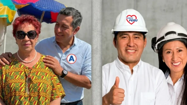 Composición de los candidatos al Gobierno Regional de Áncash, Juan Carlos Morillo y Antonio Casana, junto a sus familiares en planchas electorales.