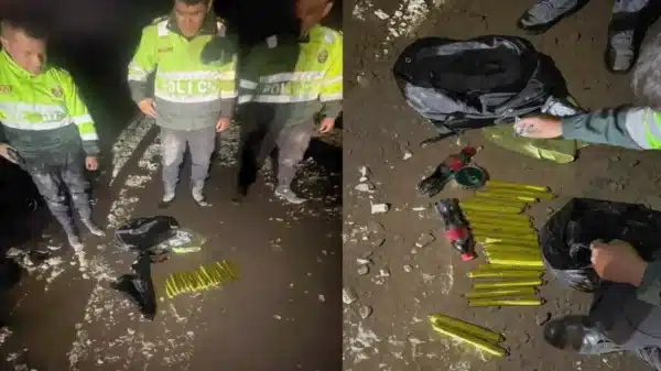 Policía decomisa 20 cartuchos de dinamita tras una persecución en Huandoval, provincia de Pallasca.