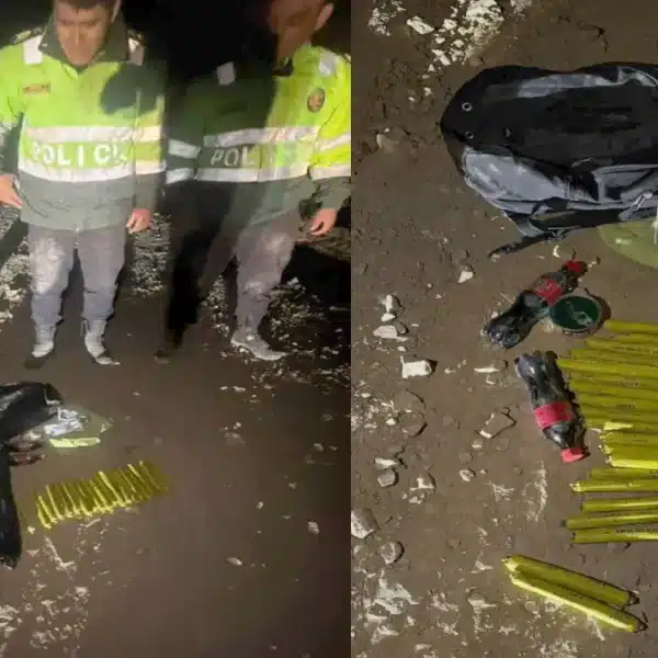 Policía decomisa 20 cartuchos de dinamita tras una persecución en Huandoval, provincia de Pallasca.