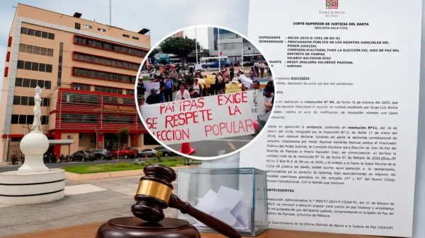 Heidy Valverde durante el proceso judicial que anuló el fallo sobre la elección de Juez de Paz de Pampas en Pallasca
