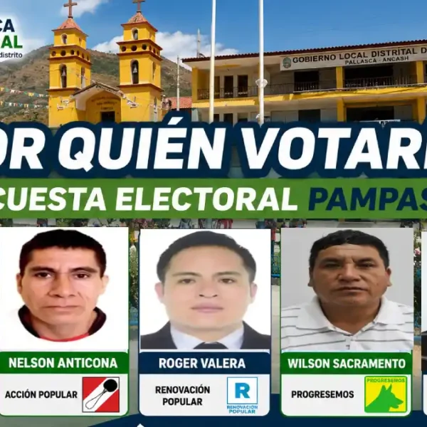 Encuesta Pampas 2026 con los candidatos a la Alcaldía Distrital de Pampas para las Elecciones Municipales 2026.