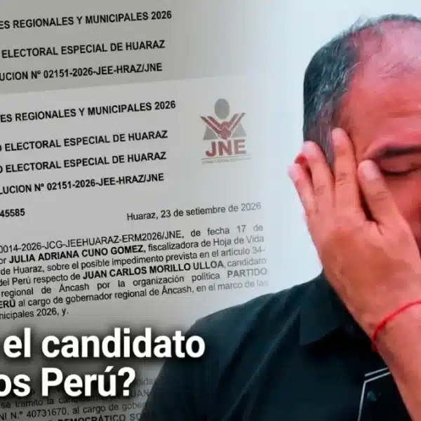 Juan Carlos Morillo durante un acto público frente al proceso de exclusión en el JEE de Huaraz, Áncash.
