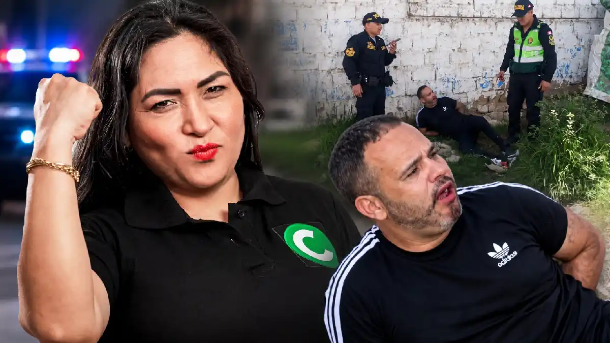 Composición fotográfica del presunto responsable del asesinato de La China Polo intervenido por la PNP.