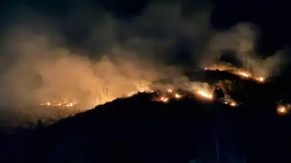 Incendio forestal en desarrollo en Áncash destruye hectáreas de vegetación durante la emergencia regional de 2026.