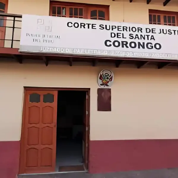 Fachada del Módulo de Justicia de Corongo tras dictarse prisión preventiva en Corongo a acusado de abuso.