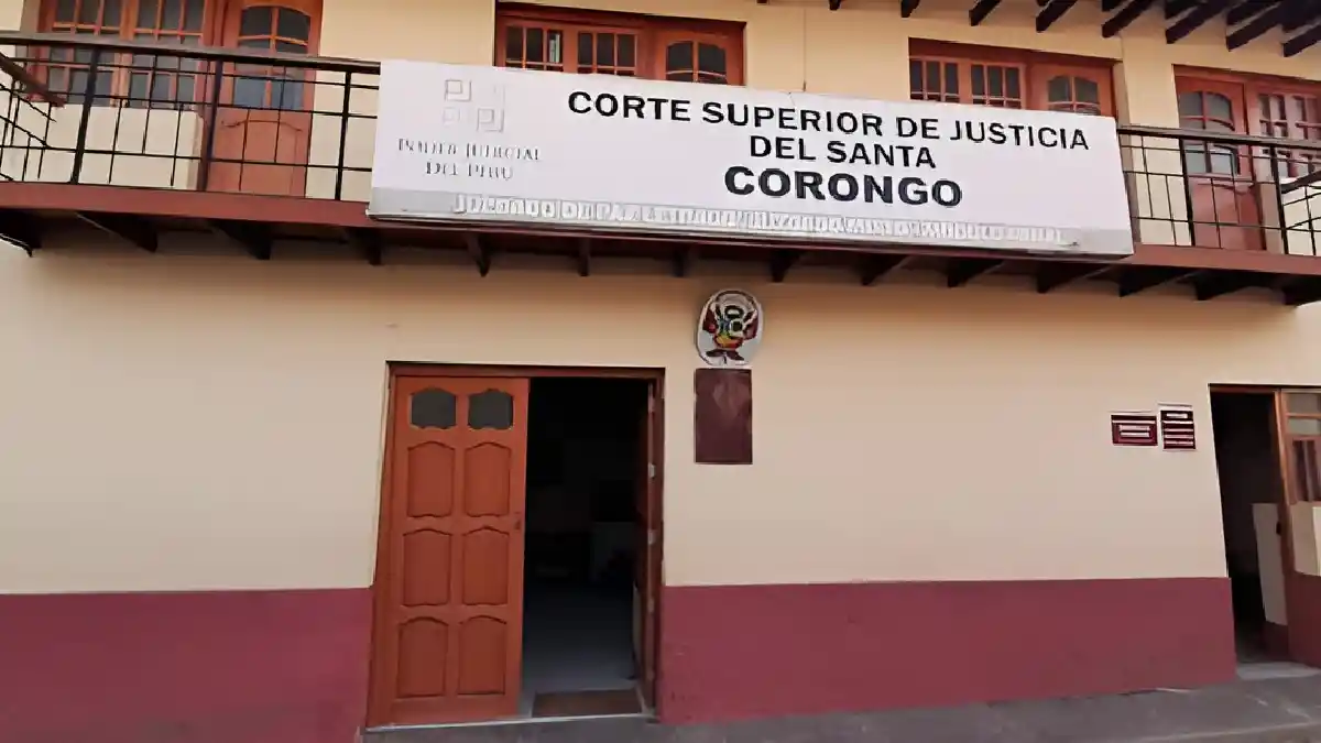 Fachada del Módulo de Justicia de Corongo tras dictarse prisión preventiva en Corongo a acusado de abuso.